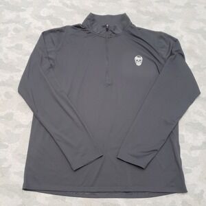 Gymreapers Shirt Mens XL Gray Quarter Zip Long Sleeve Weightlifting Performance